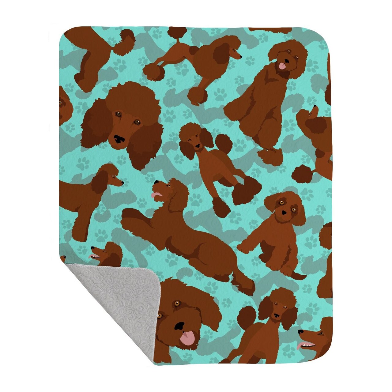 Edge Collections - 50" x 60" - Brown & Teal - Chocolate Standard Poodle Quilted Throw Blanket - 1 Piece